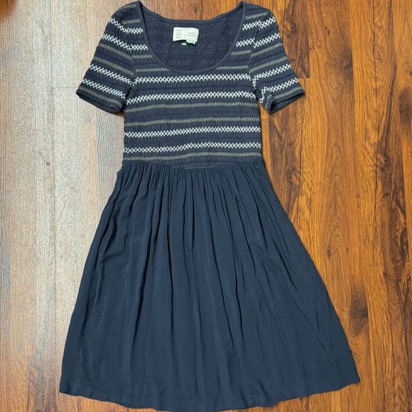 Anthropologie Saturday Sunday Gray White Fit and Flare Dress - Picture 2 of 11